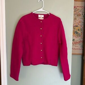 Tally Ho Vintage Wool Cardigan 1980s 1990s Hot Pink